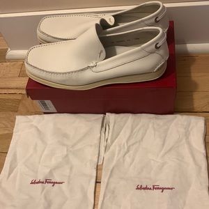 Salvatore Ferragamo Ivory Leather Loafers